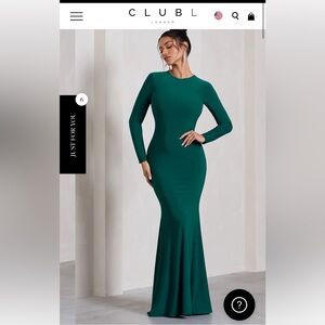 Club L London green Maxi dress Gown size 4
